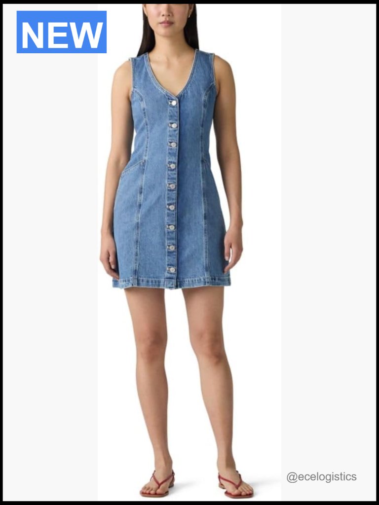Womens Sheath Dress With Button Front V-Neck Sleeveless Medium Weight Cotton